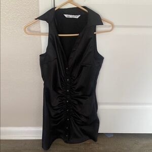 Zara Black Ruched Sheath Mini Dress